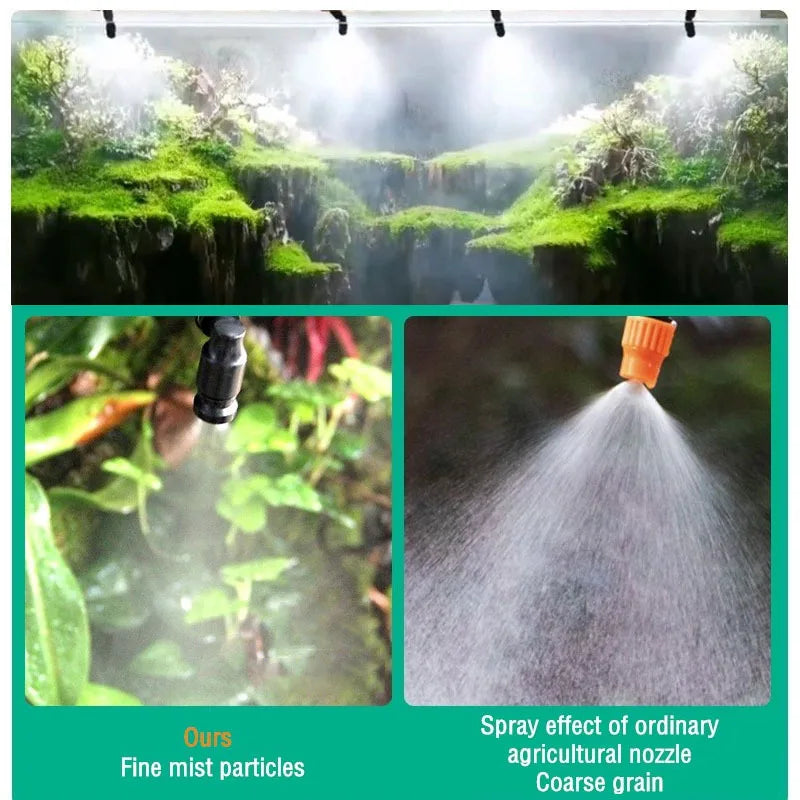 Spray effect of ordinary agricultural nozzle producing a fine mist for plant watering