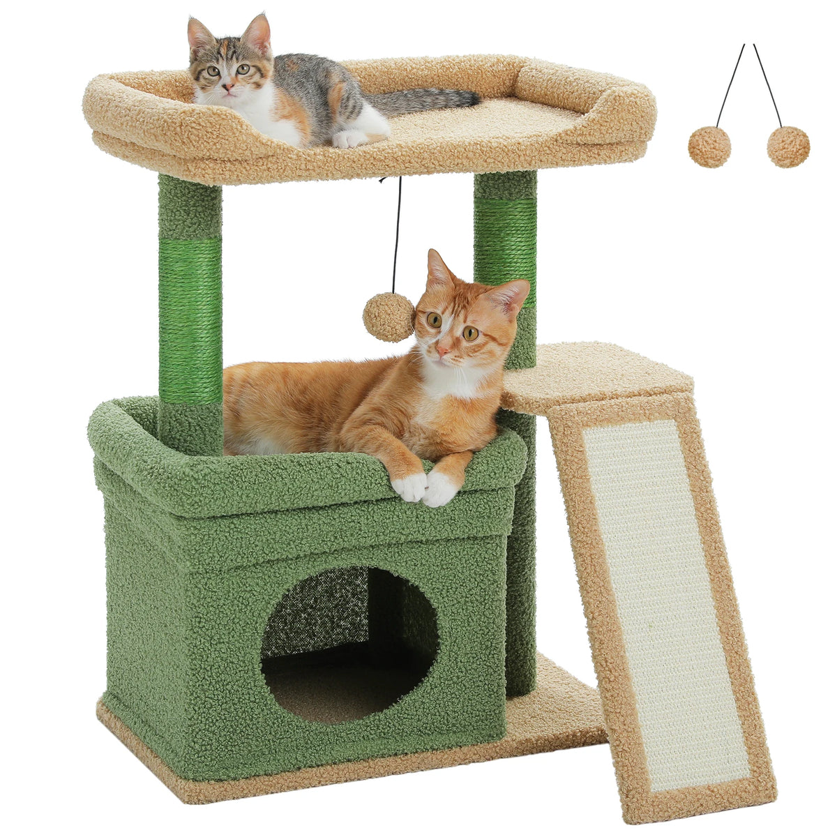 Compact Cat Tree Tower with Sisal Scratching Posts and Cozy Perches