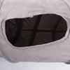 A light gray foldable S-shape cat tunnel with a suede finish, showing the interior opening.