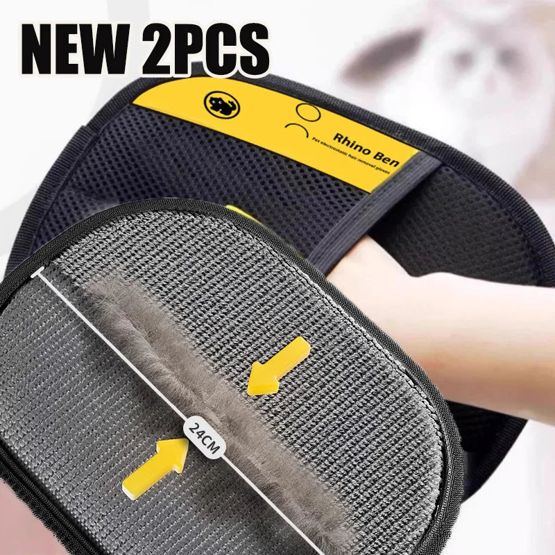 Double-Sided Pet Hair Removal and Grooming Gloves