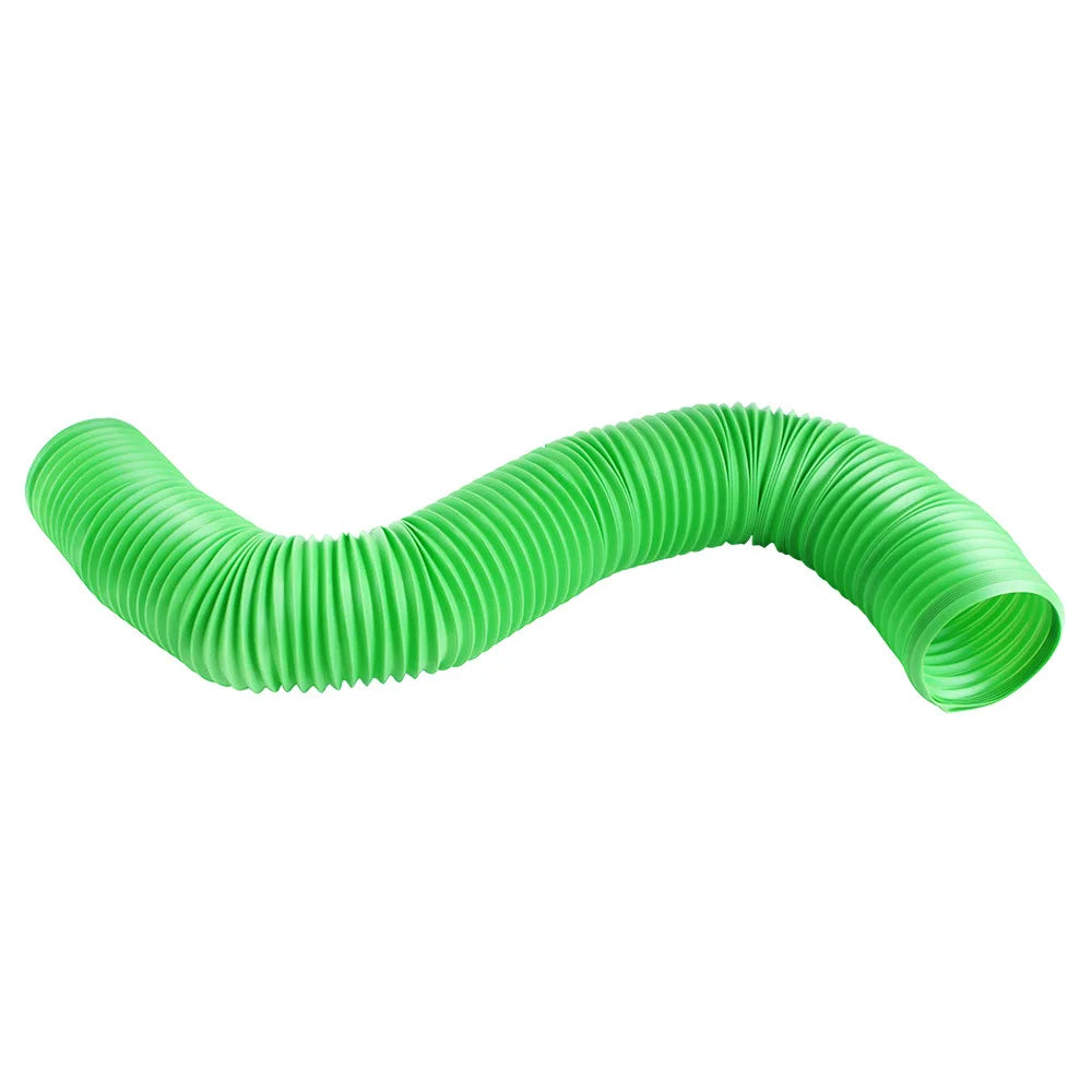 A bright green flexible plastic tube or tunnel for small pets.