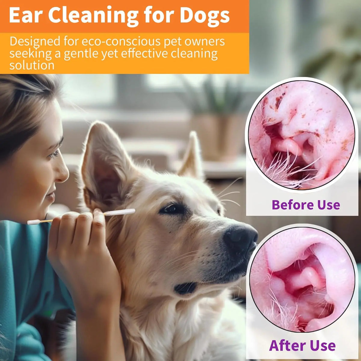 Extra-Long Double-Tipped Cotton Swabs for Pet Ear Care