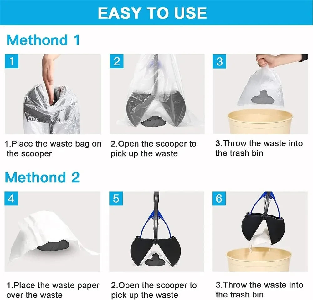 Long-Handle Dog Poop Scooper with Jaw Picker