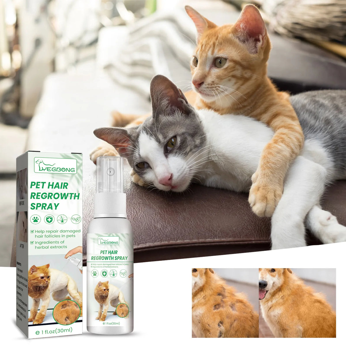 Soothing Pet Skin Care Spray for Itch Relief & Fur Regrowth
