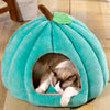 3D Pumpkin Pet House - Semi-Enclosed Bed with Removable Cushion