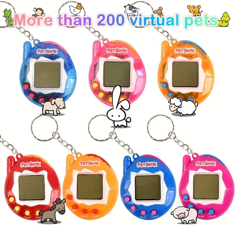 A set of over 200 virtual pet toys featuring transparent digital pets in various colors and shapes.