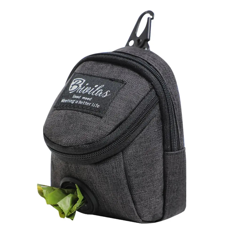 Sachet portable noir pour friandises avec distributeur de sacs pour les selles.