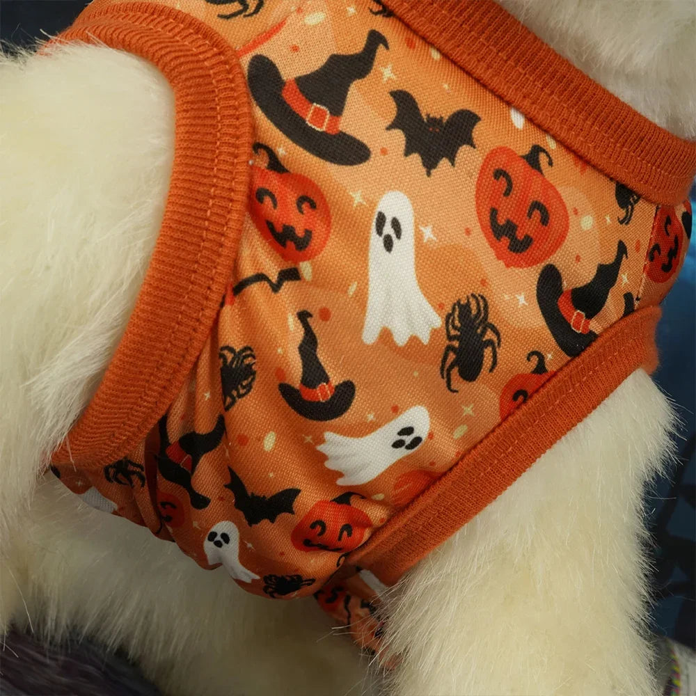 Halloween Dog Dress with Pumpkin & Bat Print