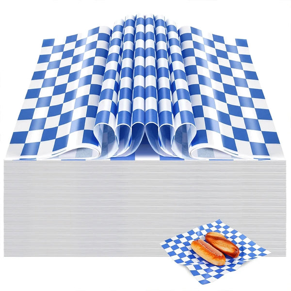 Checkerboard Pattern Oil-Proof Sandwich Wrapping Paper (100 Sheets)