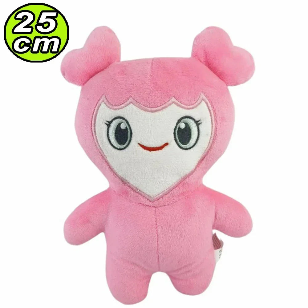 Pink Kawaii Momo plush keychain with large ears and cute facial features