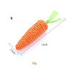 An orange carrot plush toy with green leaves, measuring 13cm and weighing 10g.