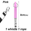 Pink adjustable ultrasonic dog whistle with a metal clip and rope for pet training