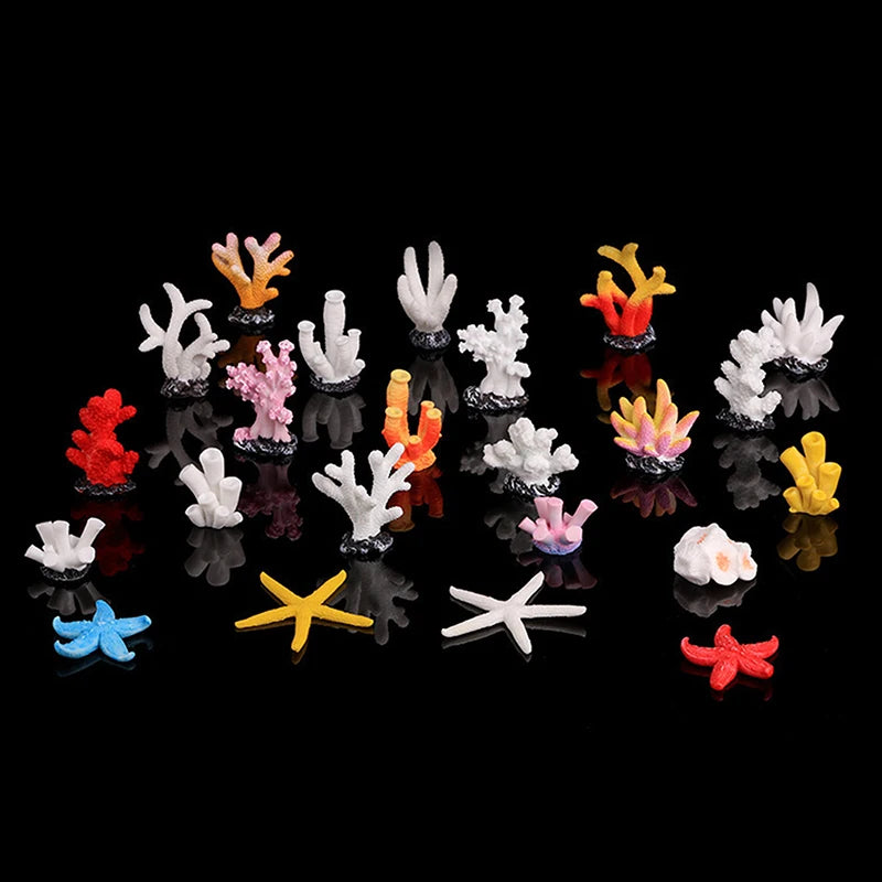 Artificial Coral Reef Aquarium Decoration with Starfish