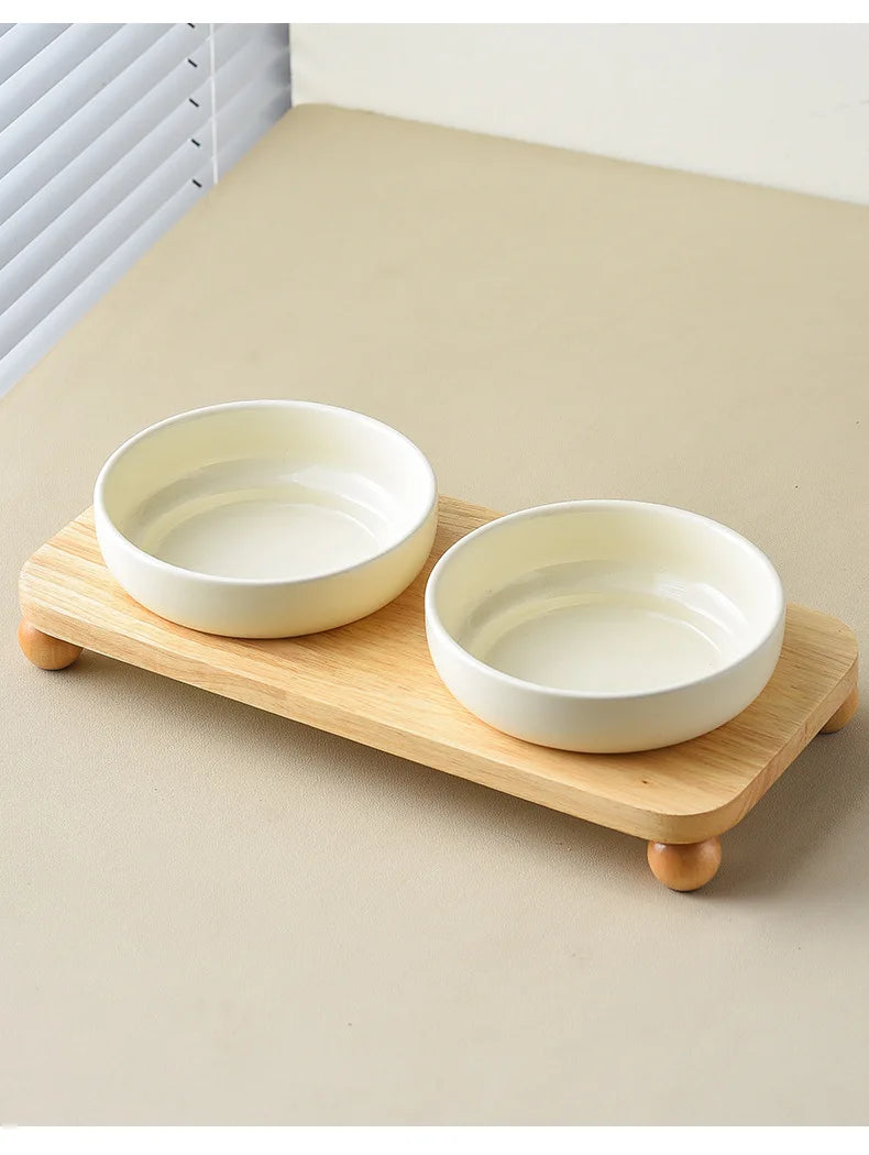 Elevated Ceramic Cat & Dog Bowl with Stand – 2-in-1 Food and Water Feeder