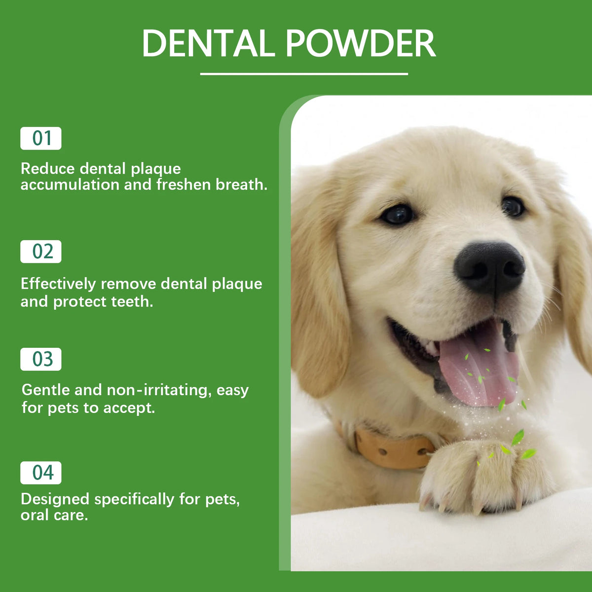 Pet Dental Powder for Dogs – Enzymes & Probiotics for Plaque, Tartar & Fresh Breath