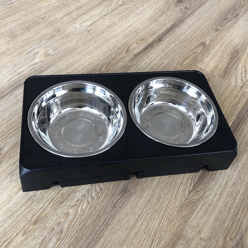Adjustable Elevated Dog Feeder with Double Stainless Steel Bowls