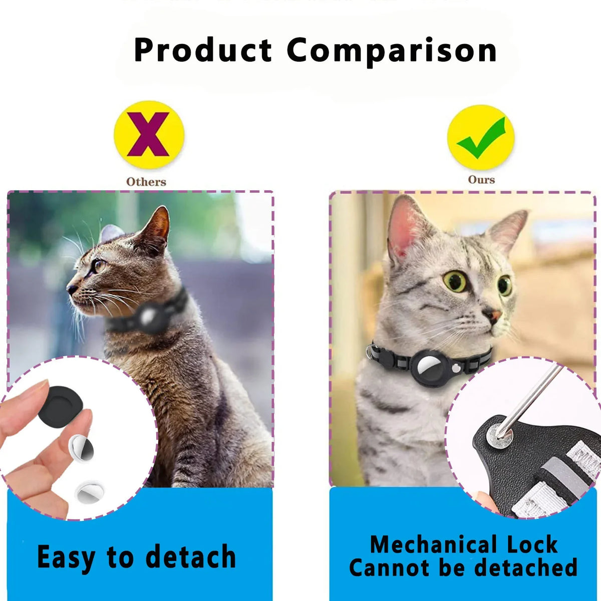 Breakaway Cat Collar with AirTag Holder and Reflective Strips