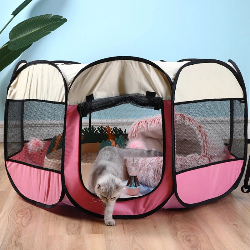 Foldable Octagonal Pet Tent with Mosquito Netting