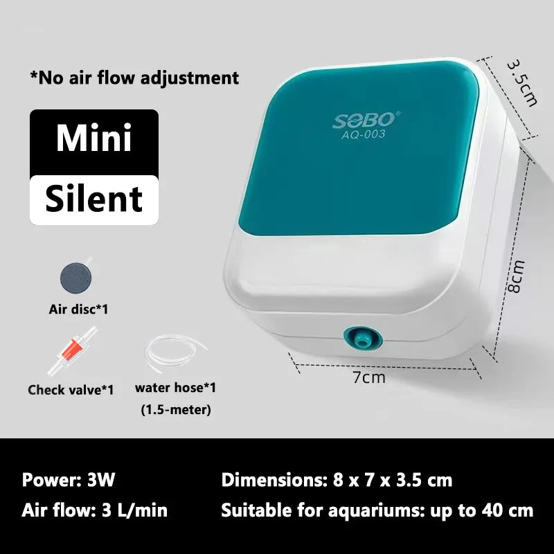 Adjustable Aquarium Air Pump with Powerful Oxygen Output
