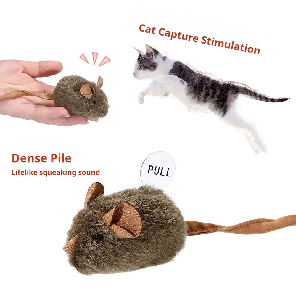 Jouet de souris gris et duveteux pour stimulation de capture et jeu en tas dense pour chat.