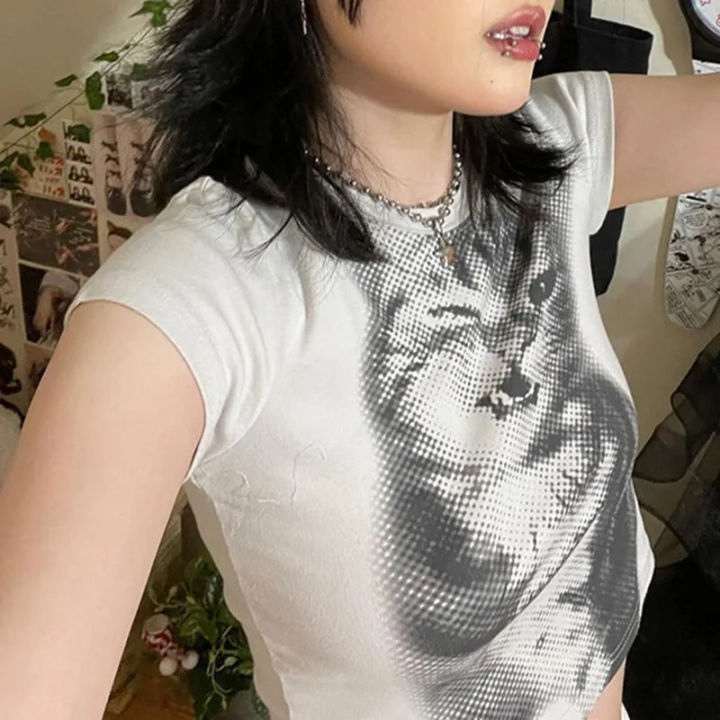 Top Crop con Estampado Animal