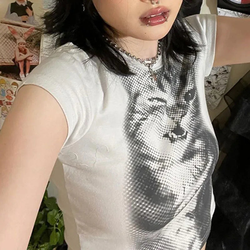 Top Crop con Estampado Animal