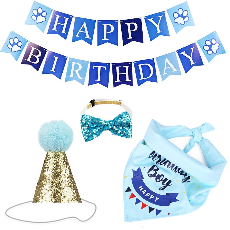 Pet Birthday Celebration Set with Hat Bandana and Bow Tie