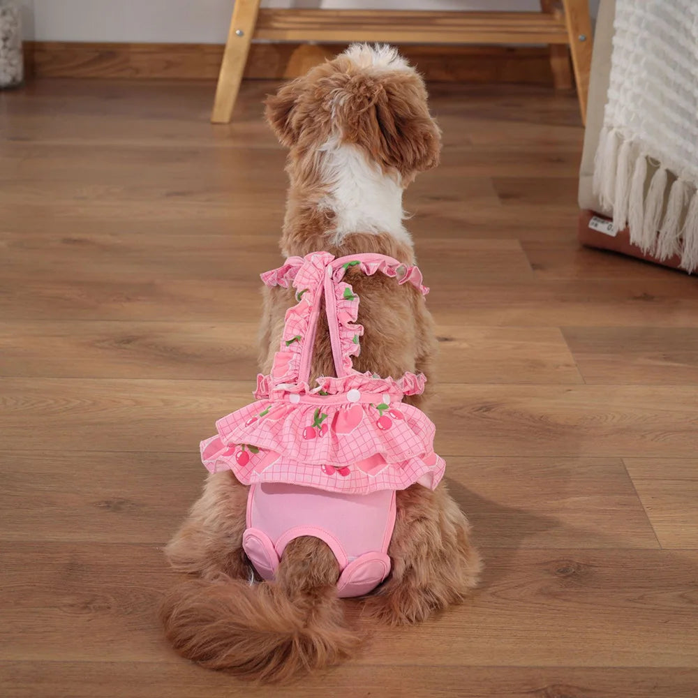 Cute Printed Reusable Dog Diaper Pants for Small Breeds