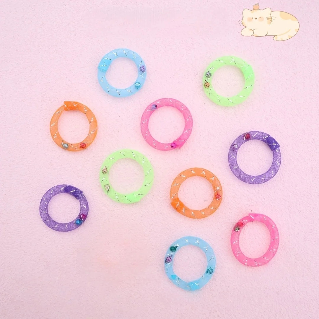 Soft Mesh Tube Cat Donut Toys with Bell - Interactive Chew & Play Set