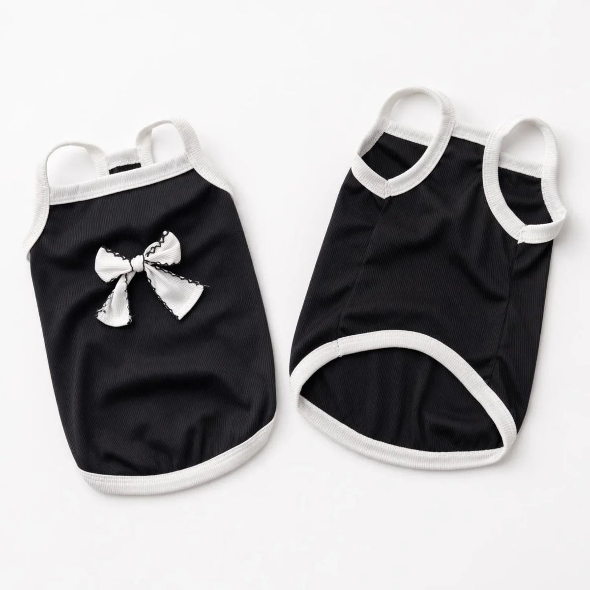 Ribbed Sleeveless Pet Vest with Bow Knot for Small Dogs and Cats
