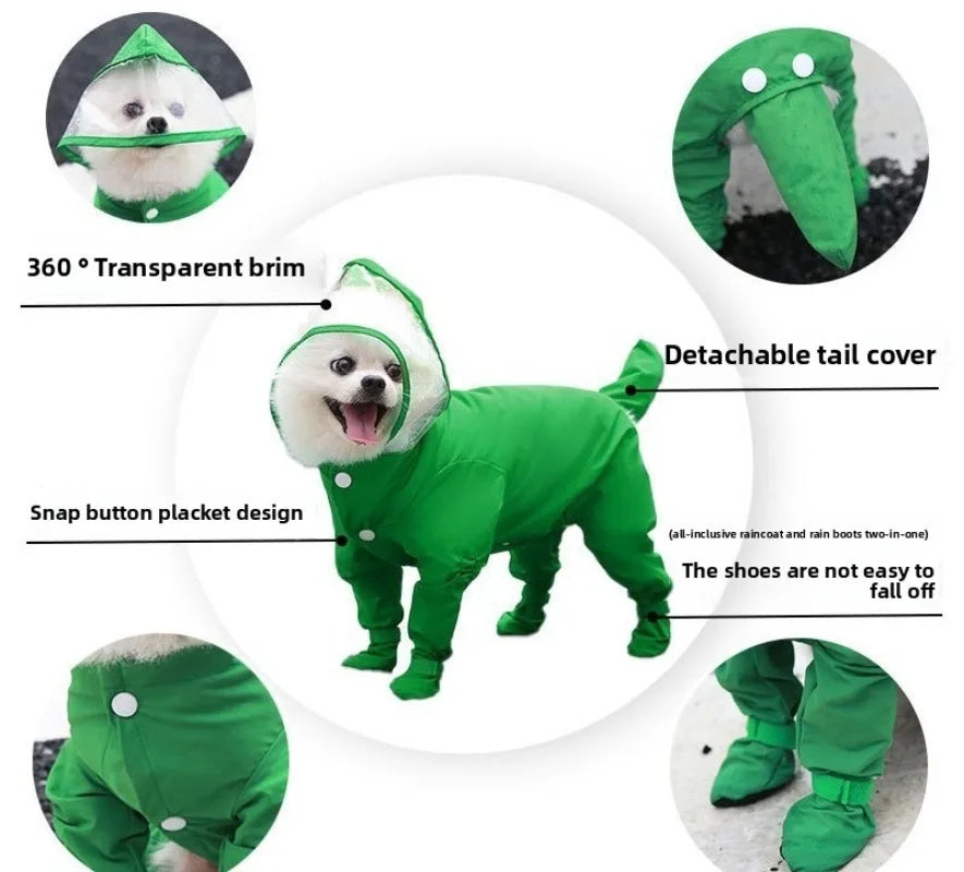 All-in-One Waterproof Dog Raincoat with Full Leg Coverage
