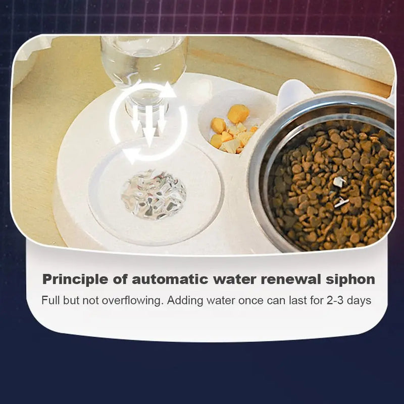 2-in-1 Pet Water Dispenser and Food Bowl