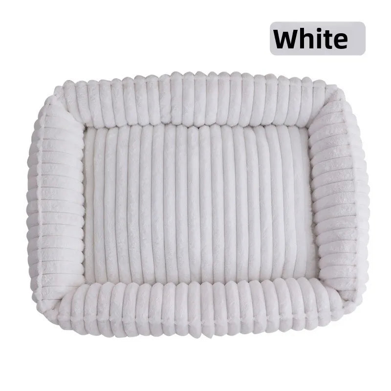 Cozy Rectangle Plush Pet Bed with Removable Cover