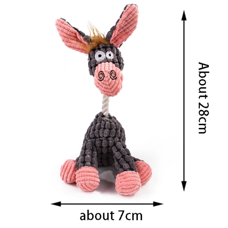 Plush Squeaky Donkey Dog Toy for Teething and Interactive Play