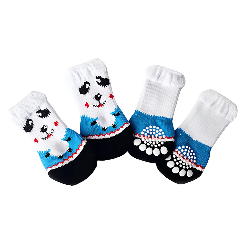 Non-Slip Cotton Pet Socks for Dogs & Cats (4-Pack)