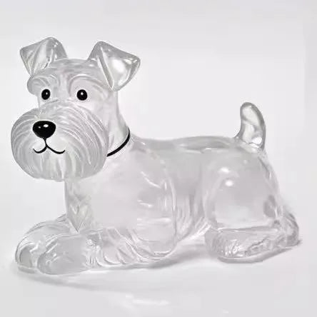 Figurine sculptée d'un chien pour le stockage de cheveux.
