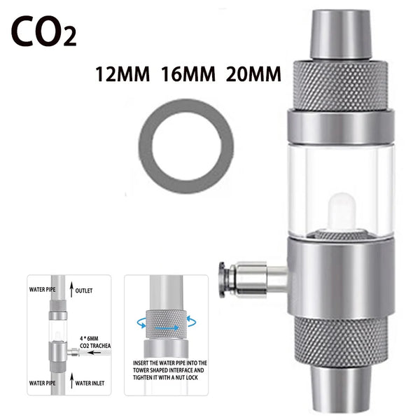Diffuseur CO2 en aluminium pour aquariums