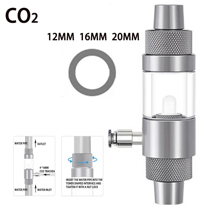 Diffuseur CO2 en aluminium pour aquariums