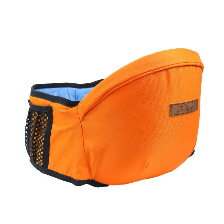 Portabebés ajustable naranja con cinturón de cadera y cintura