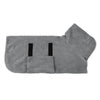 A gray quick-dry absorbent pet bathrobe for dogs and cats.