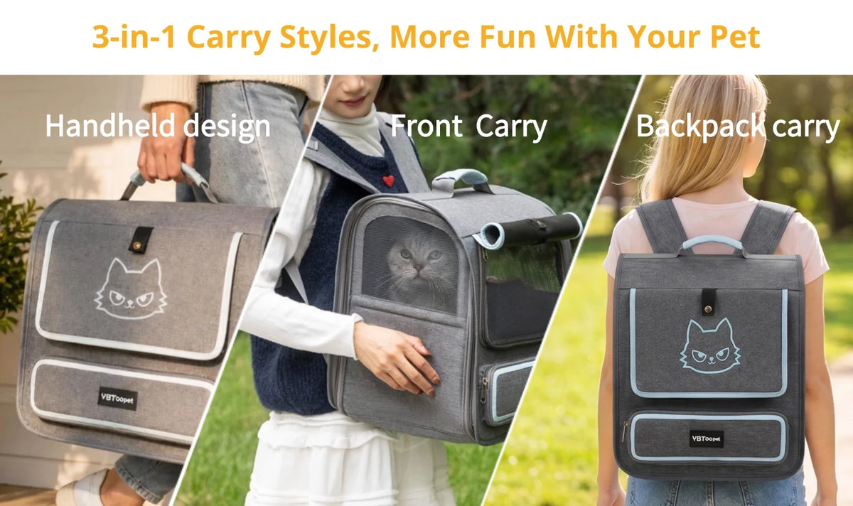 Foldable Pet Carrier Backpack for Cats and Small Dogs