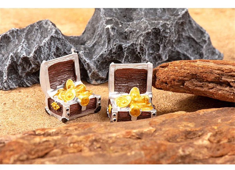 Mini Aquarium Treasure Chest Resin Ornament