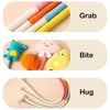 Three types of interactive cotton rope cat toys shown: Grab, Bite, and Hug.