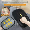 Black bidirectional electrostatic gloves used to remove cat hair from pets.