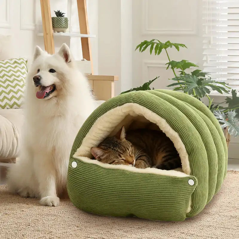 Cozy Thermal Plush Cat Bed with Removable Washable Cover