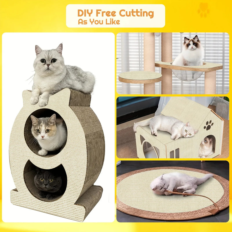 Self-Adhesive Cat Scratching Mat and Trimmable Post