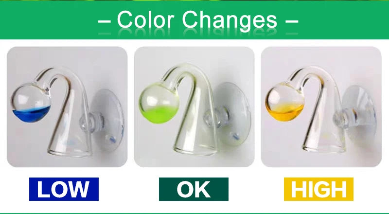 مؤشر CO2 زجاجي للحوض السمكي قابل للتعليق