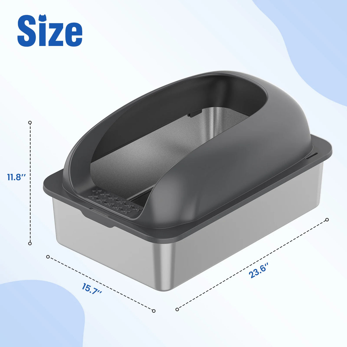 Stainless Steel Cat Litter Box with Lid, High-Sided, Extra Large