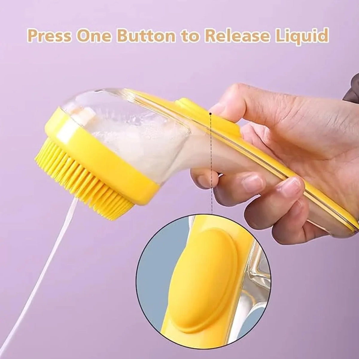 Pet Bath Brush with Shampoo Dispenser and Soft Silicone Bristles