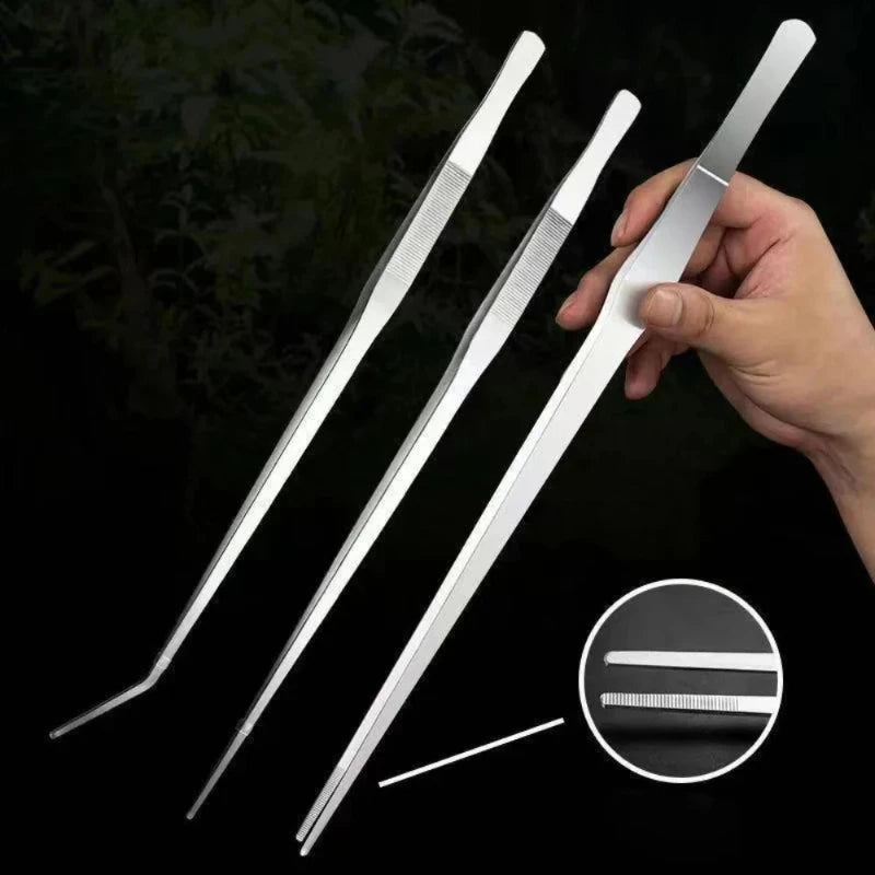 Stainless Steel Aquarium Plant Tweezers with Ergonomic Elbow Design